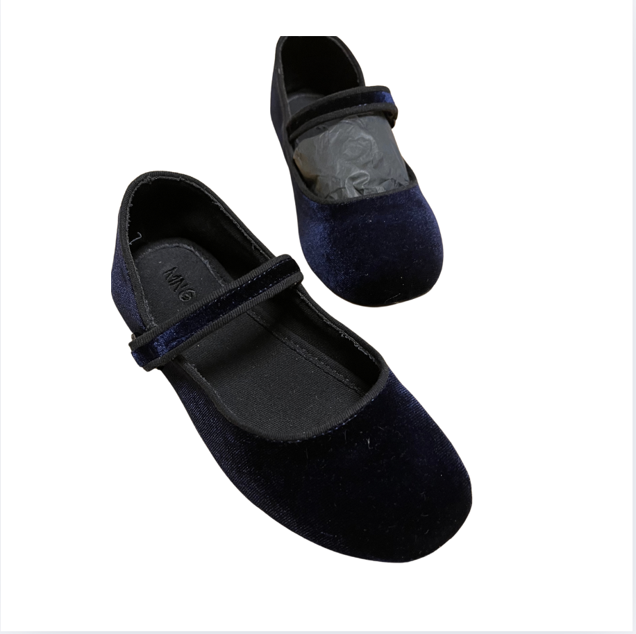 Mango Lacivert Kadife Babetler 31 numara yılbaşı